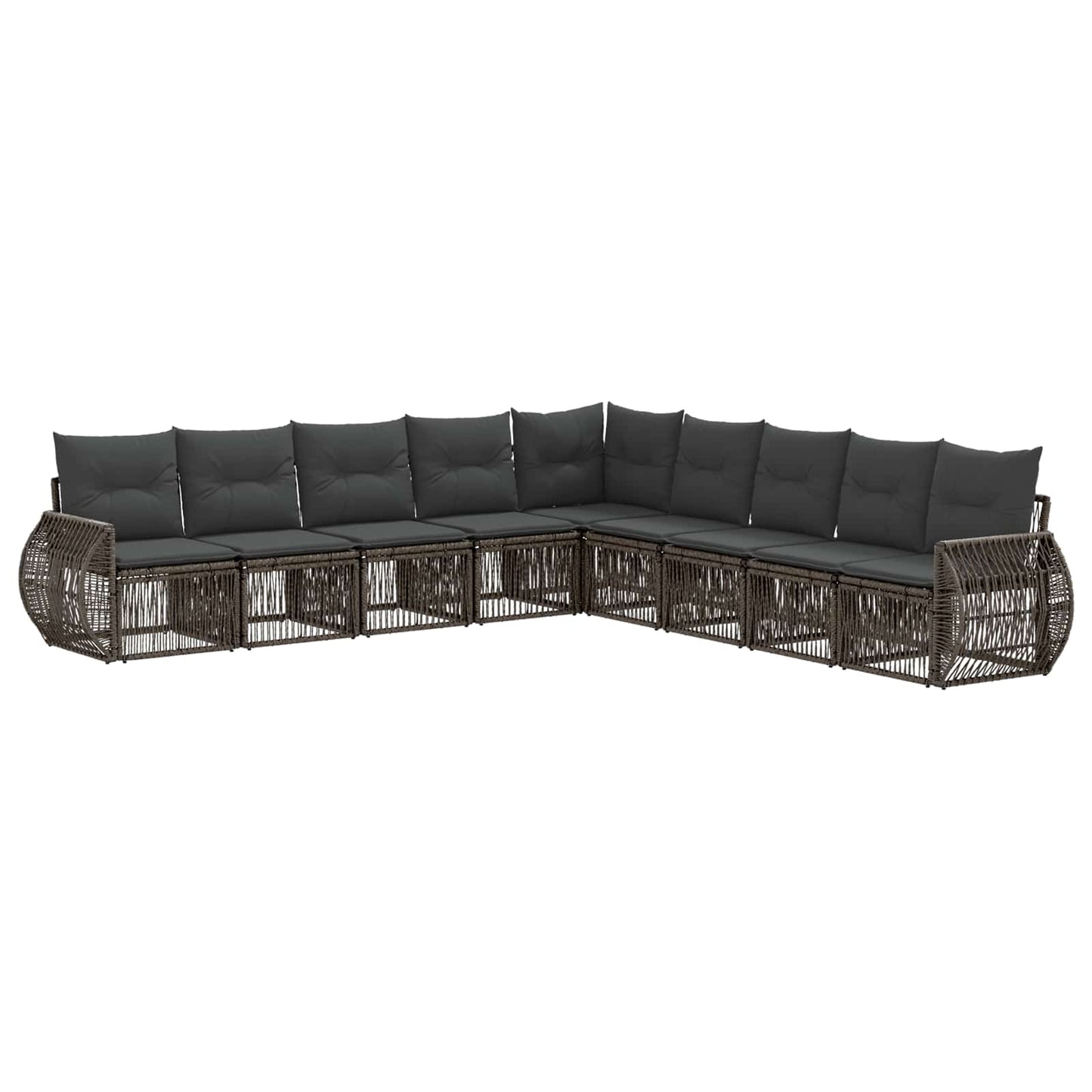 Set Divano da Giardino 9 pcs Grigio e Grigio Scuro polyrattan | homemem39
