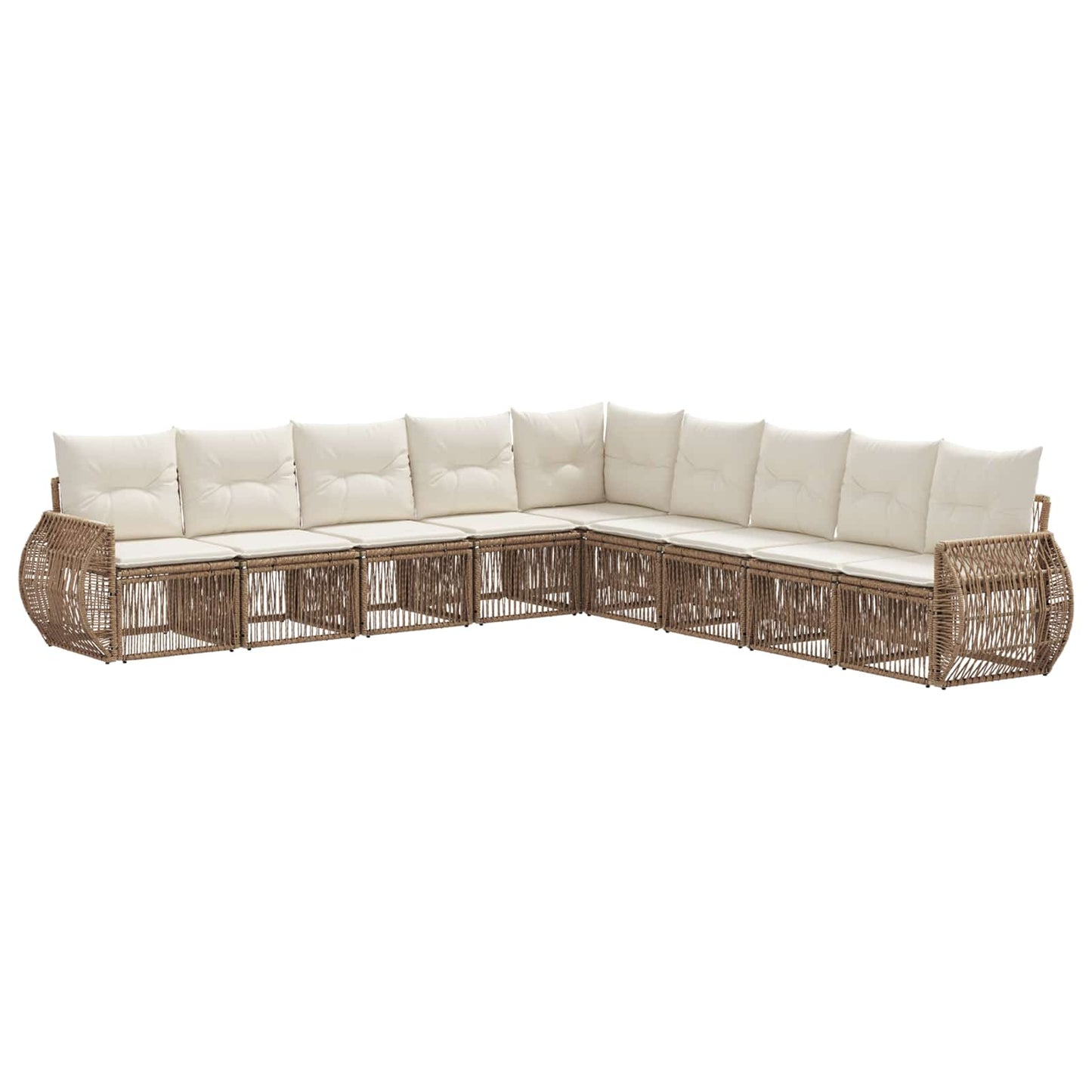 Set Divano da Giardino 9 pcs Beige e Bianco Crema polyrattan | homemem39