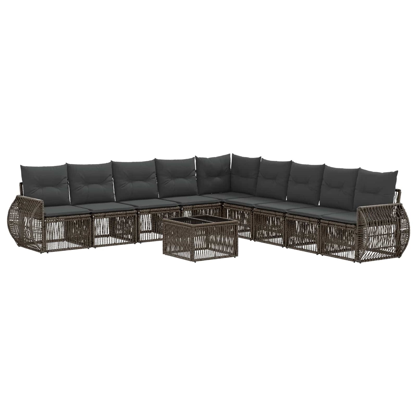 Set Divano da Giardino 10 pcs Grigio e Grigio Scuro polyrattan | homemem39