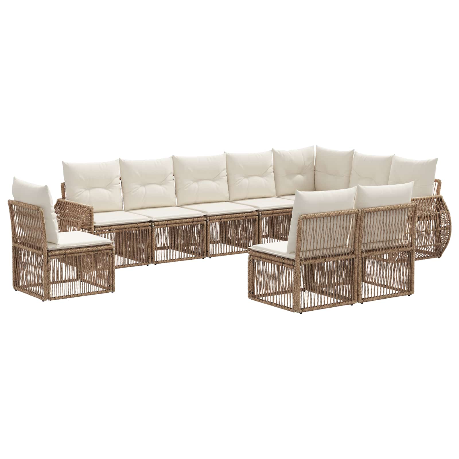 Set Divano da Giardino 10 pcs Beige e Bianco Crema polyrattan | homemem39