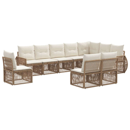 Set Divano da Giardino 10 pcs Beige e Bianco Crema polyrattan | homemem39