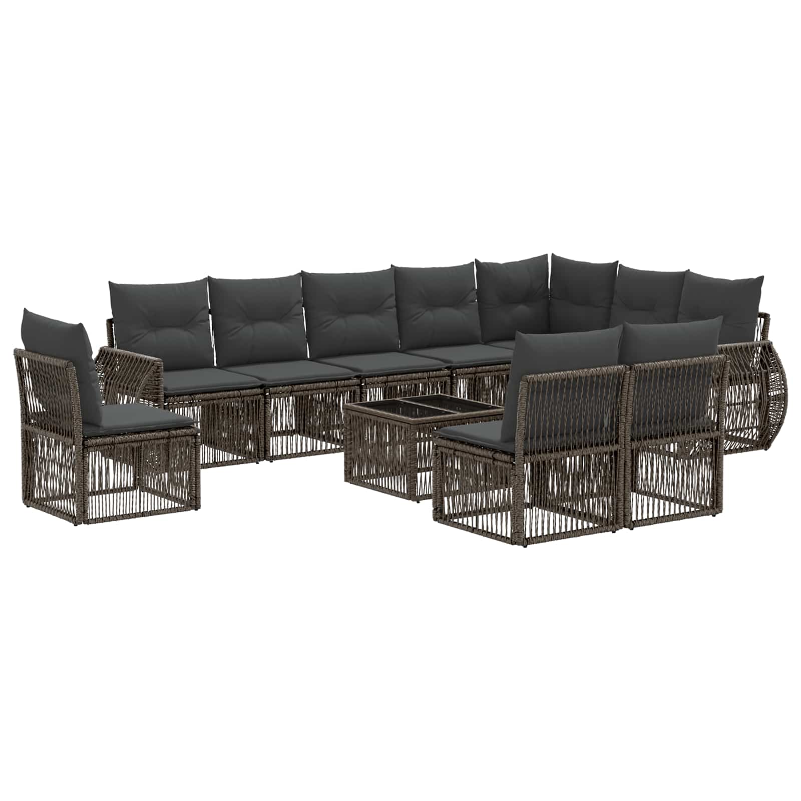 Set Divano da Giardino 11 pcs Grigio e Grigio Scuro polyrattan | homemem39