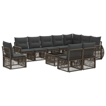 Set Divano da Giardino 11 pcs Grigio e Grigio Scuro polyrattan | homemem39