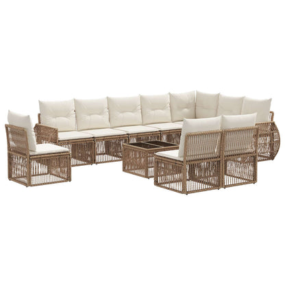 Set Divano da Giardino 11 pcs Beige e Bianco Crema polyrattan | homemem39