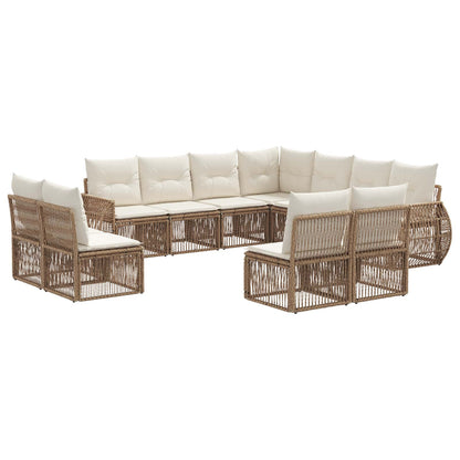 Set Divano da Giardino 11 pcs Beige e Bianco Crema polyrattan | homemem39
