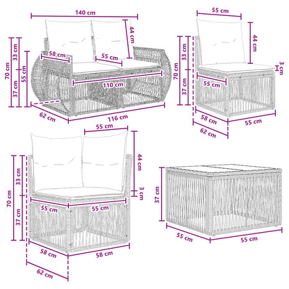Set Divano da Giardino 12 pcs Nero e Bianco Crema polyrattan | homemem39