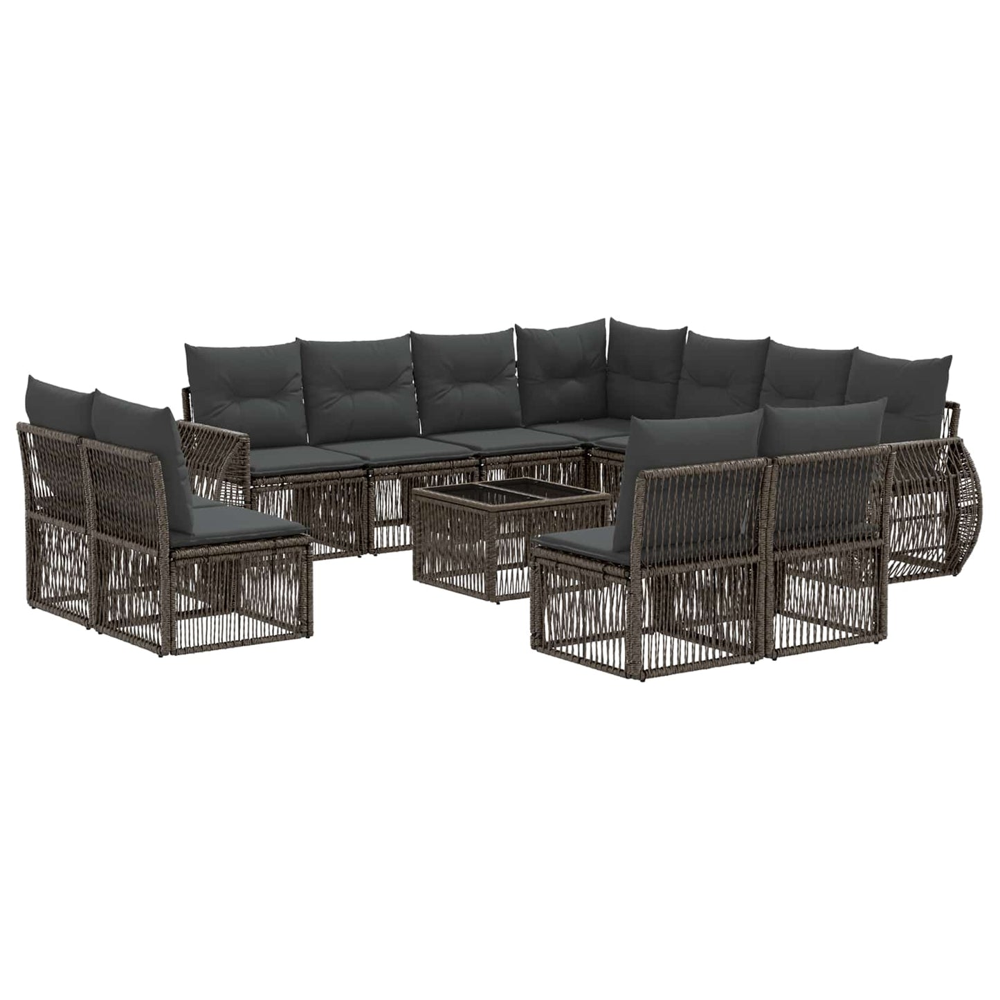 Set Divano da Giardino 12 pcs Grigio e Grigio Scuro polyrattan | homemem39