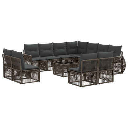 Set Divano da Giardino 12 pcs Grigio e Grigio Scuro polyrattan | homemem39