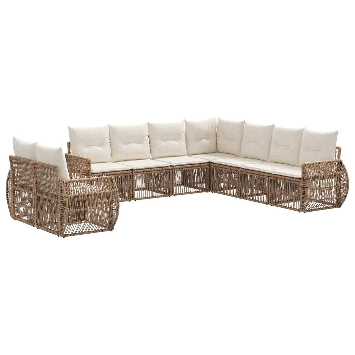 Set Divano da Giardino 9 pcs Beige e Bianco Crema polyrattan | homemem39