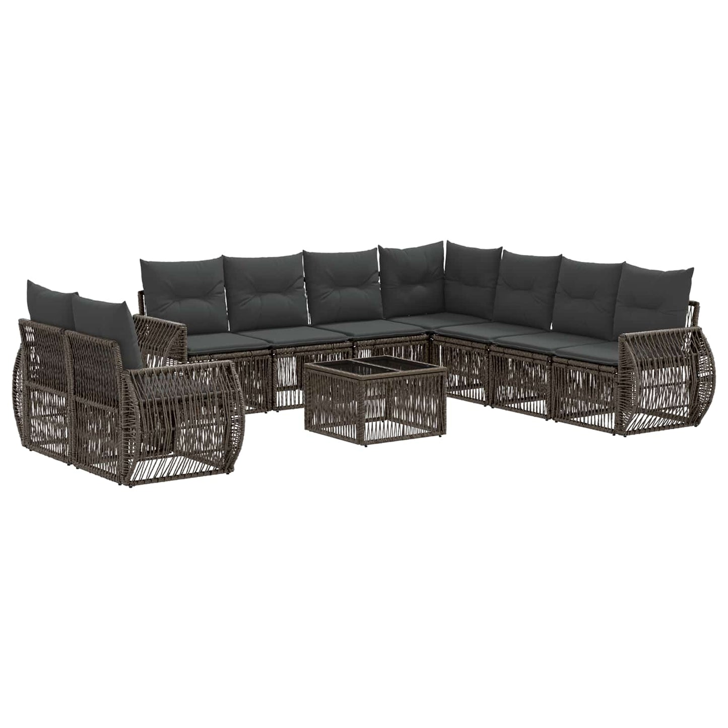 Set Divano da Giardino 10 pcs Grigio e Grigio Scuro polyrattan | homemem39