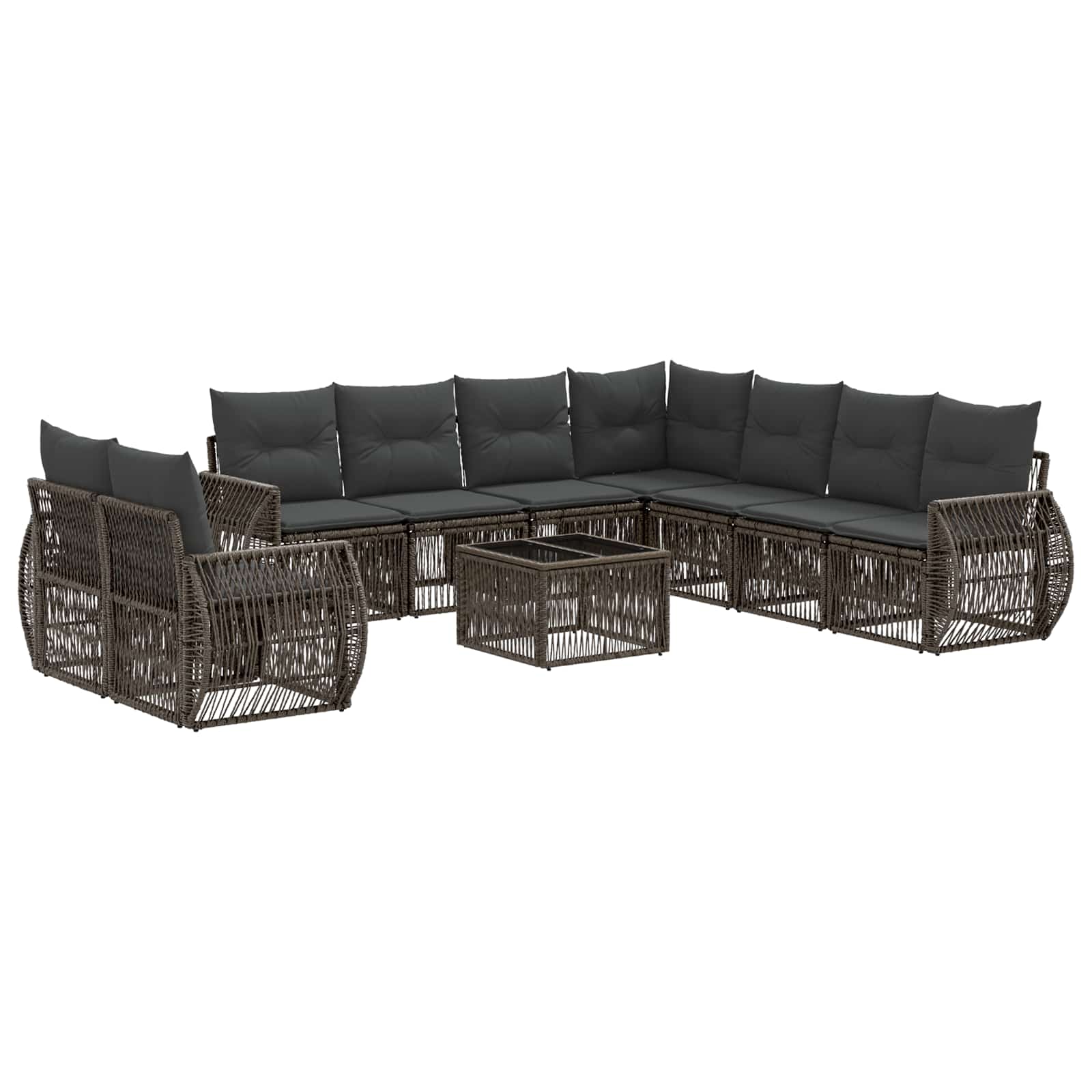 Set Divano da Giardino 10 pcs Grigio e Grigio Scuro polyrattan | homemem39