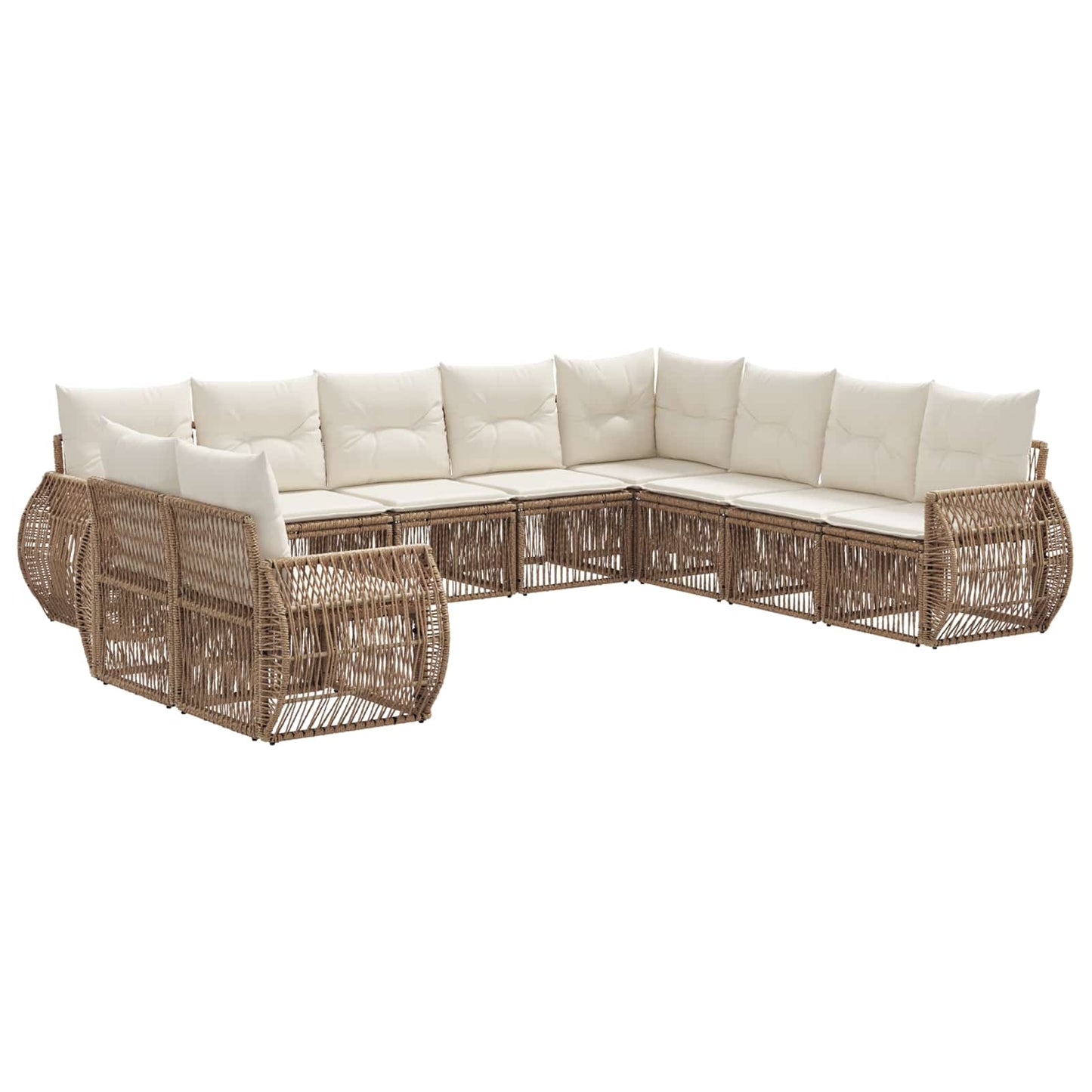 Set Divano da Giardino 10 pcs Beige e Bianco Crema polyrattan | homemem39