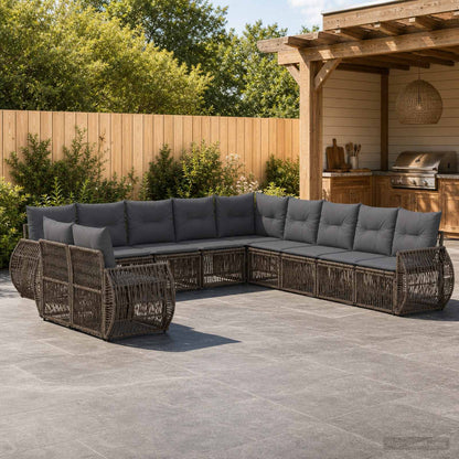 Set Divano da Giardino 11 pcs Grigio e Grigio Scuro polyrattan | homemem39