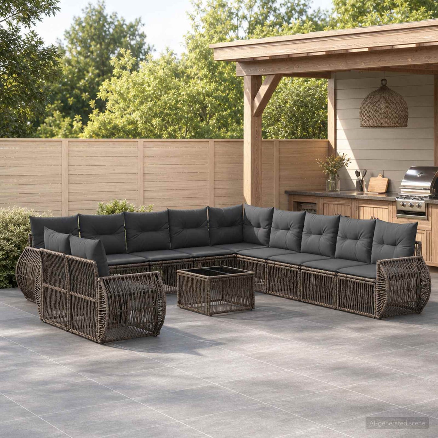 Set Divano da Giardino 12 pcs Grigio e Grigio Scuro polyrattan | homemem39
