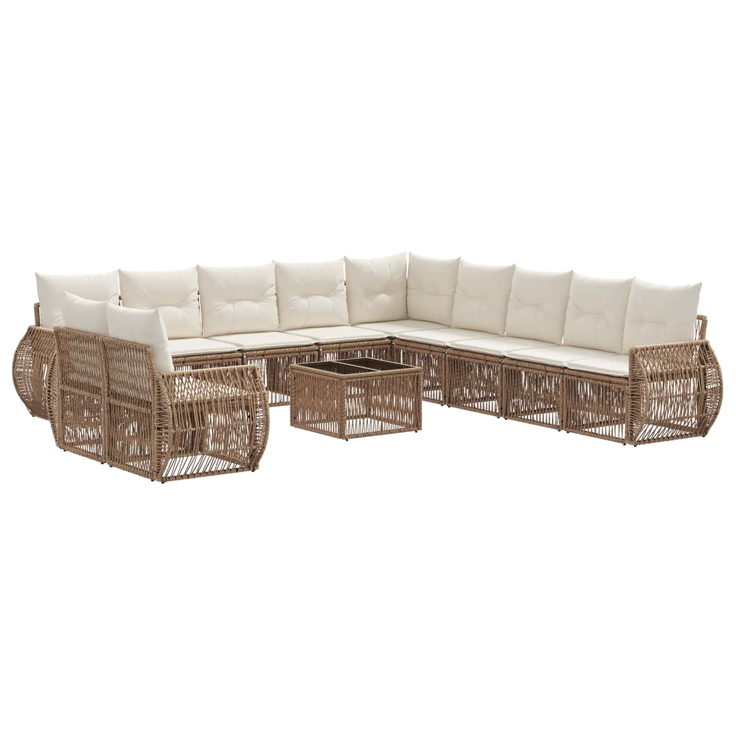 Set Divano da Giardino 12 pcs Beige e Bianco Crema polyrattan | homemem39