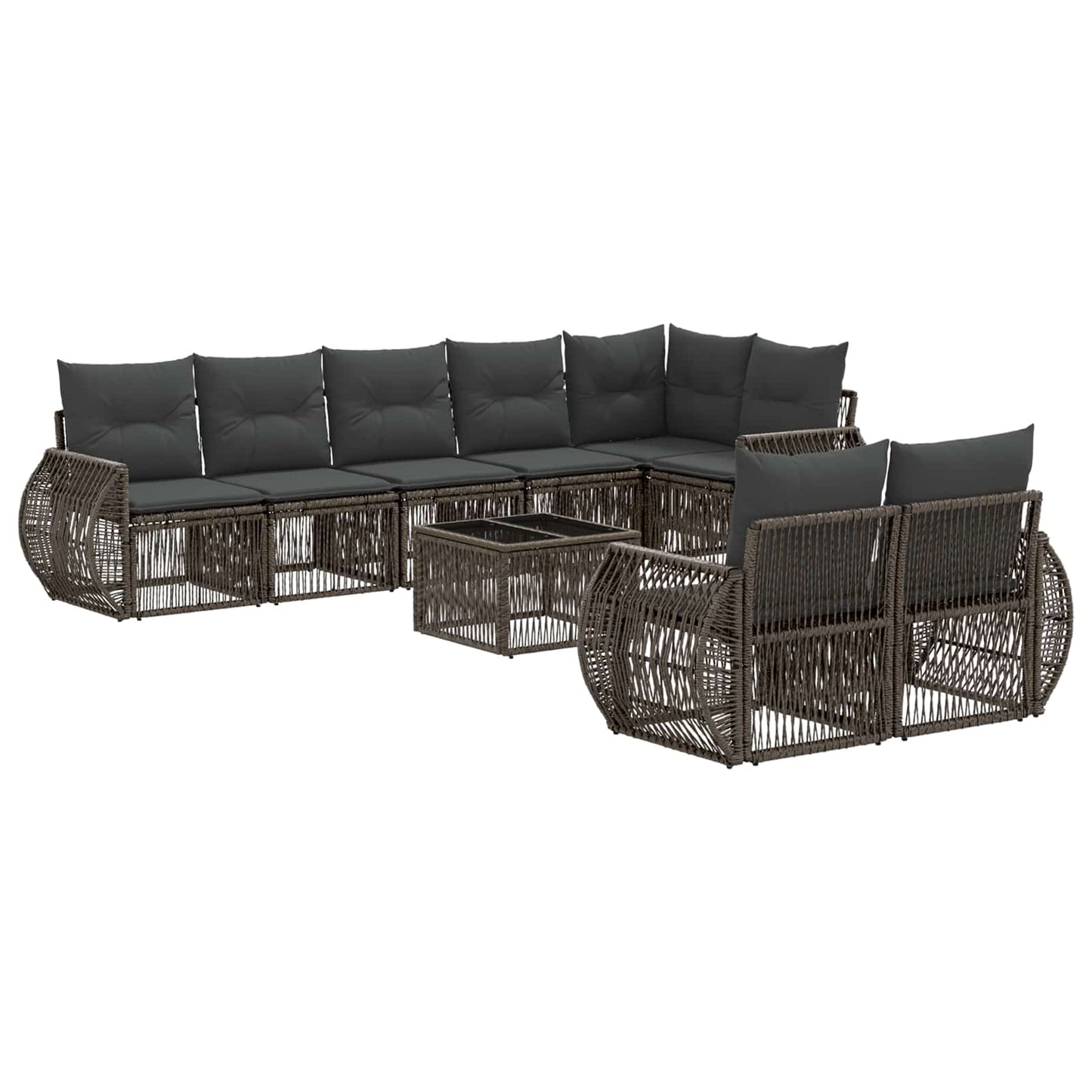 Set Divano da Giardino 9 pcs Grigio e Grigio Scuro polyrattan | homemem39