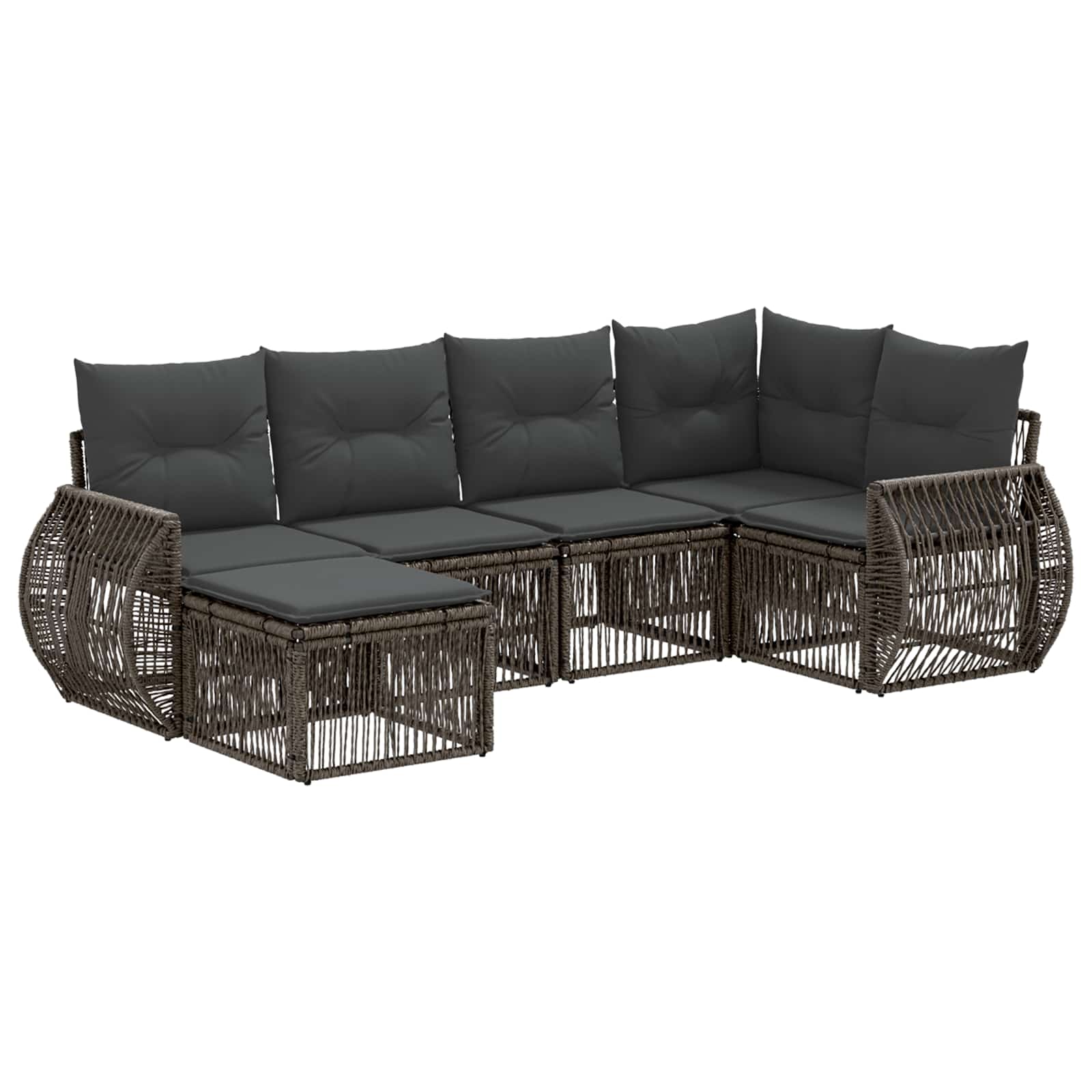 Set Divano da Giardino 6 pcs Grigio e Grigio Scuro polyrattan | homemem39