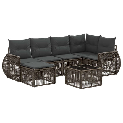 Set Divano da Giardino 7 pcs Grigio e Grigio Scuro polyrattan | homemem39