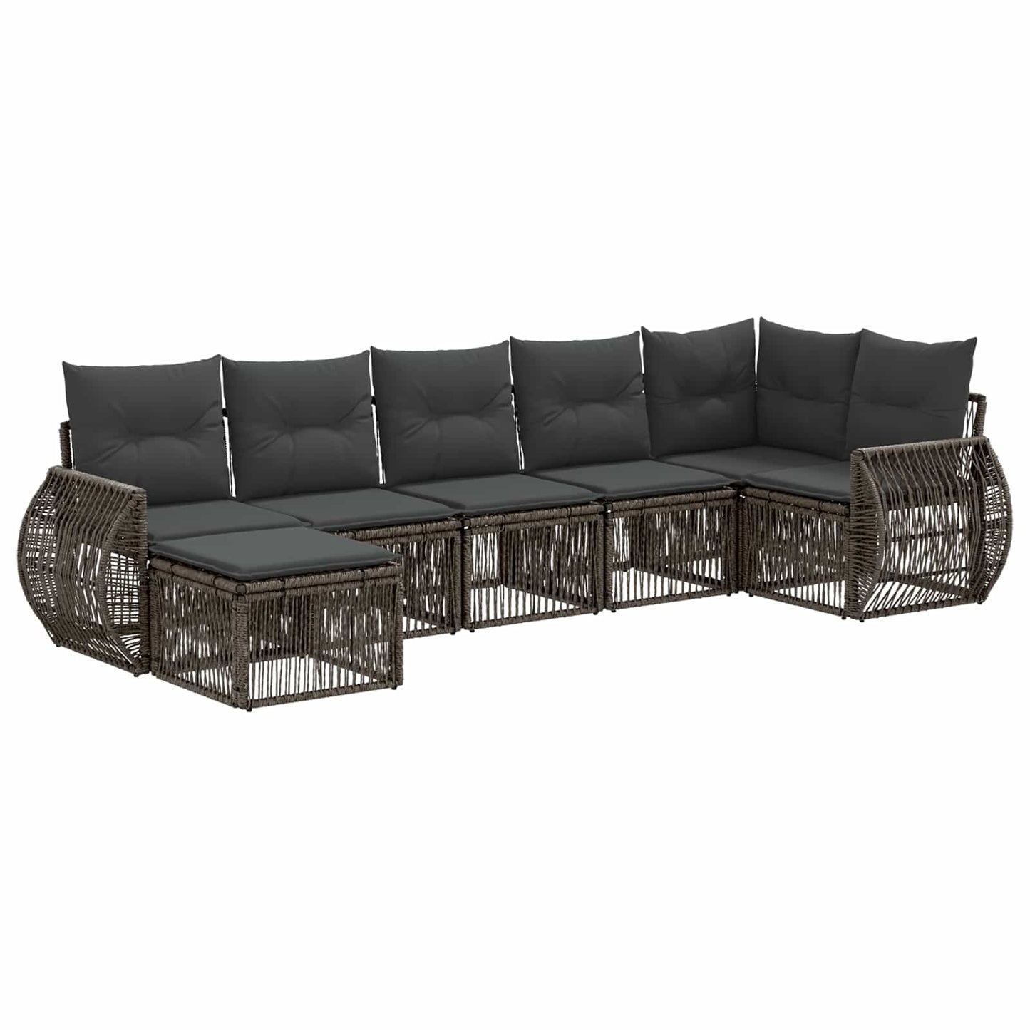 Set Divano da Giardino 7 pcs Grigio e Grigio Scuro polyrattan | homemem39