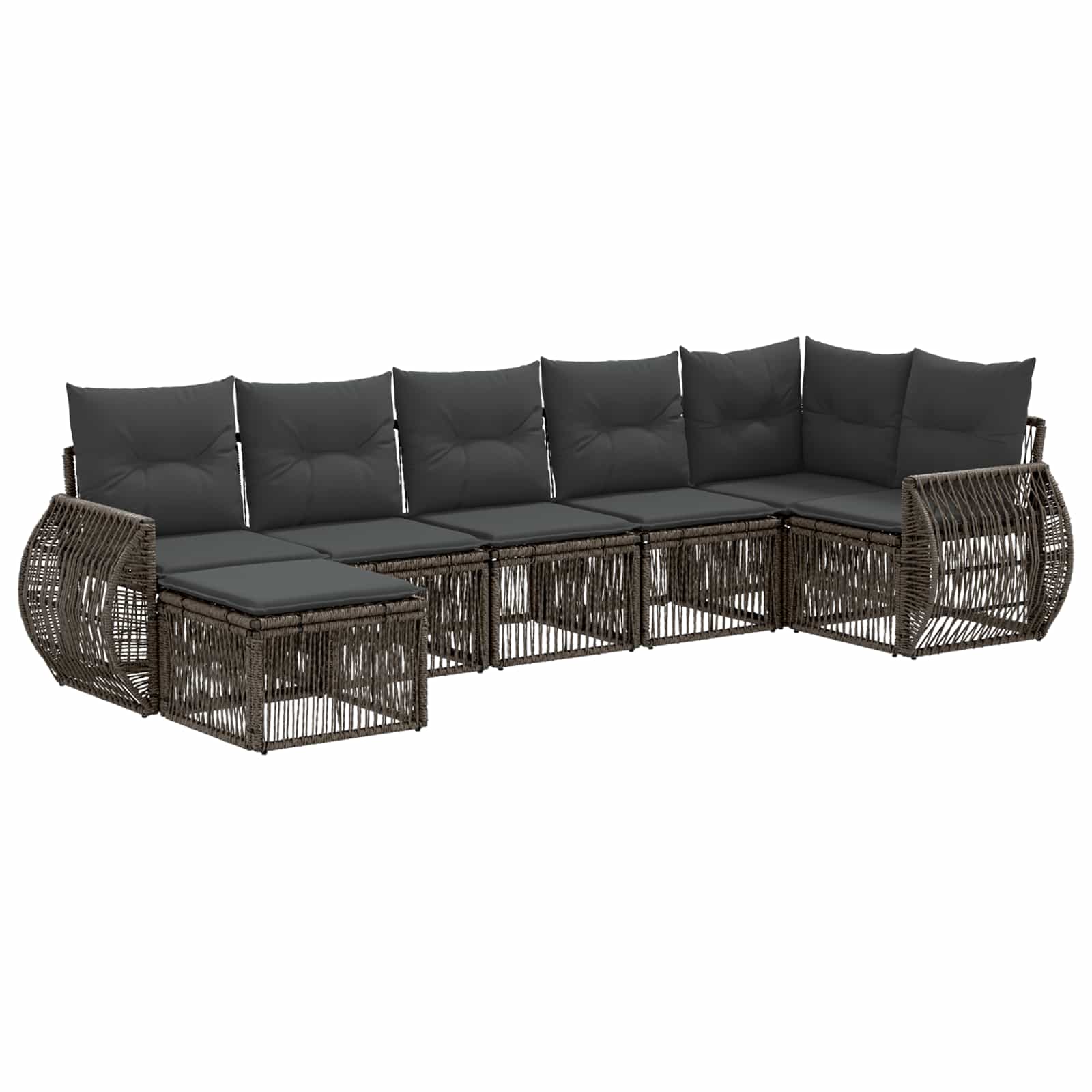Set Divano da Giardino 7 pcs Grigio e Grigio Scuro polyrattan | homemem39