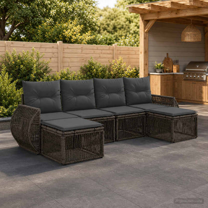 Set Divano da Giardino 6 pcs Grigio e Grigio Scuro polyrattan | homemem39