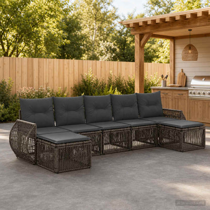 Set Divano da Giardino 7 pcs Grigio e Grigio Scuro polyrattan | homemem39