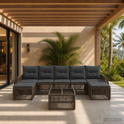 Set Divano da Giardino 8 pcs Grigio e Grigio Scuro polyrattan | homemem39