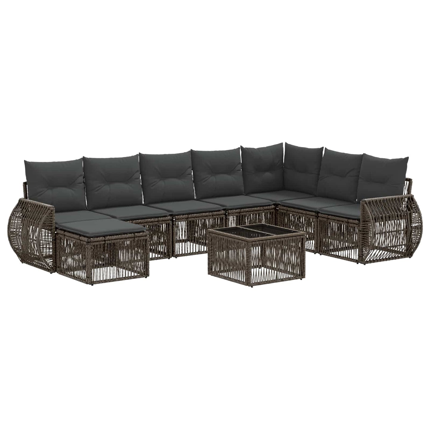 Set Divano da Giardino 9 pcs Grigio e Grigio Scuro polyrattan | homemem39