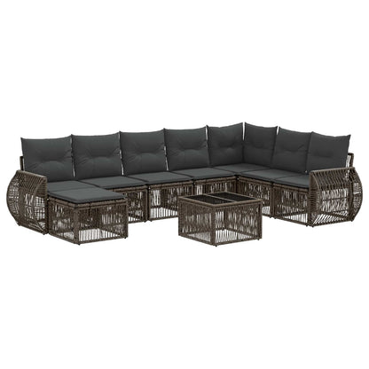 Set Divano da Giardino 9 pcs Grigio e Grigio Scuro polyrattan | homemem39