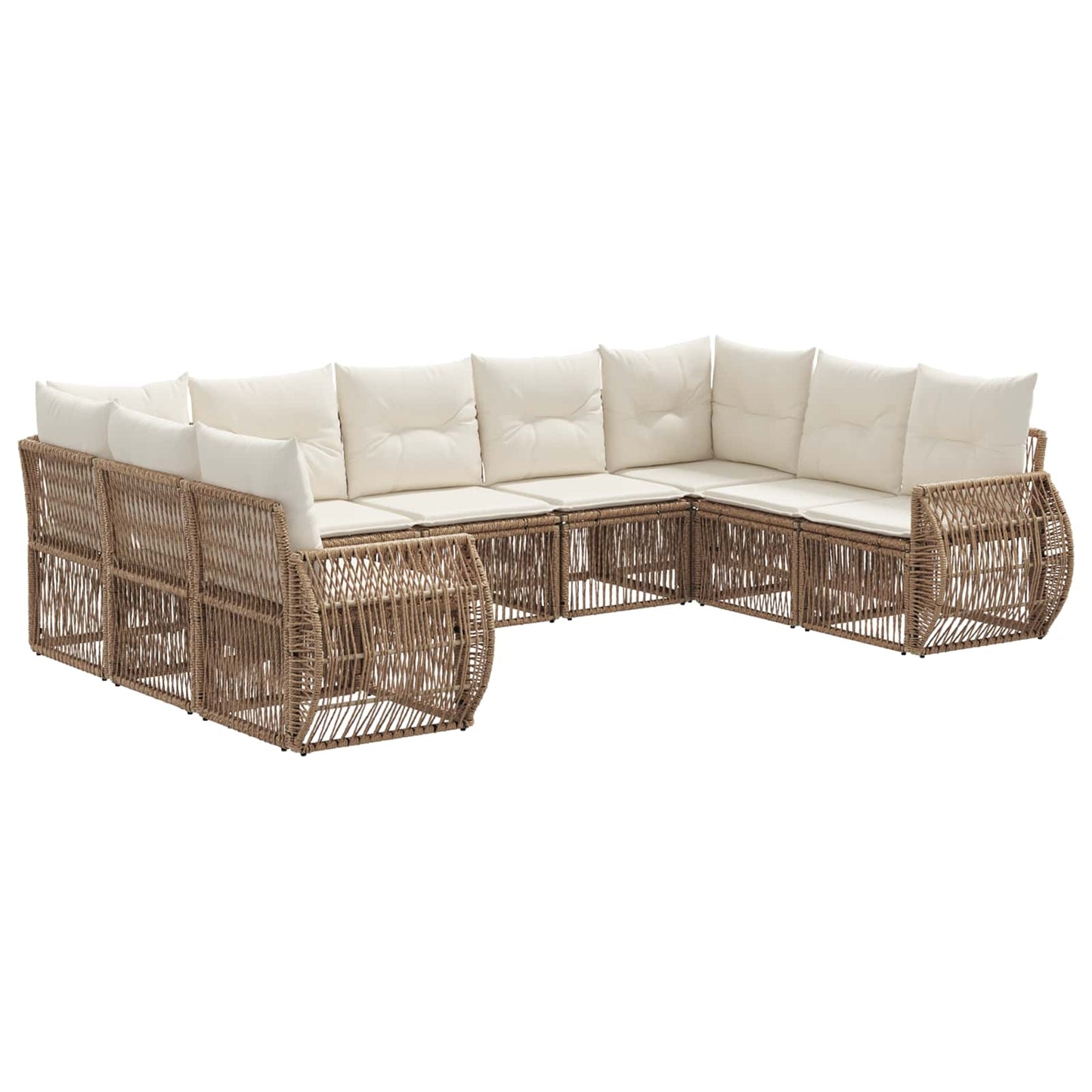 Set Divano da Giardino 9 pcs Beige e Bianco Crema polyrattan | homemem39