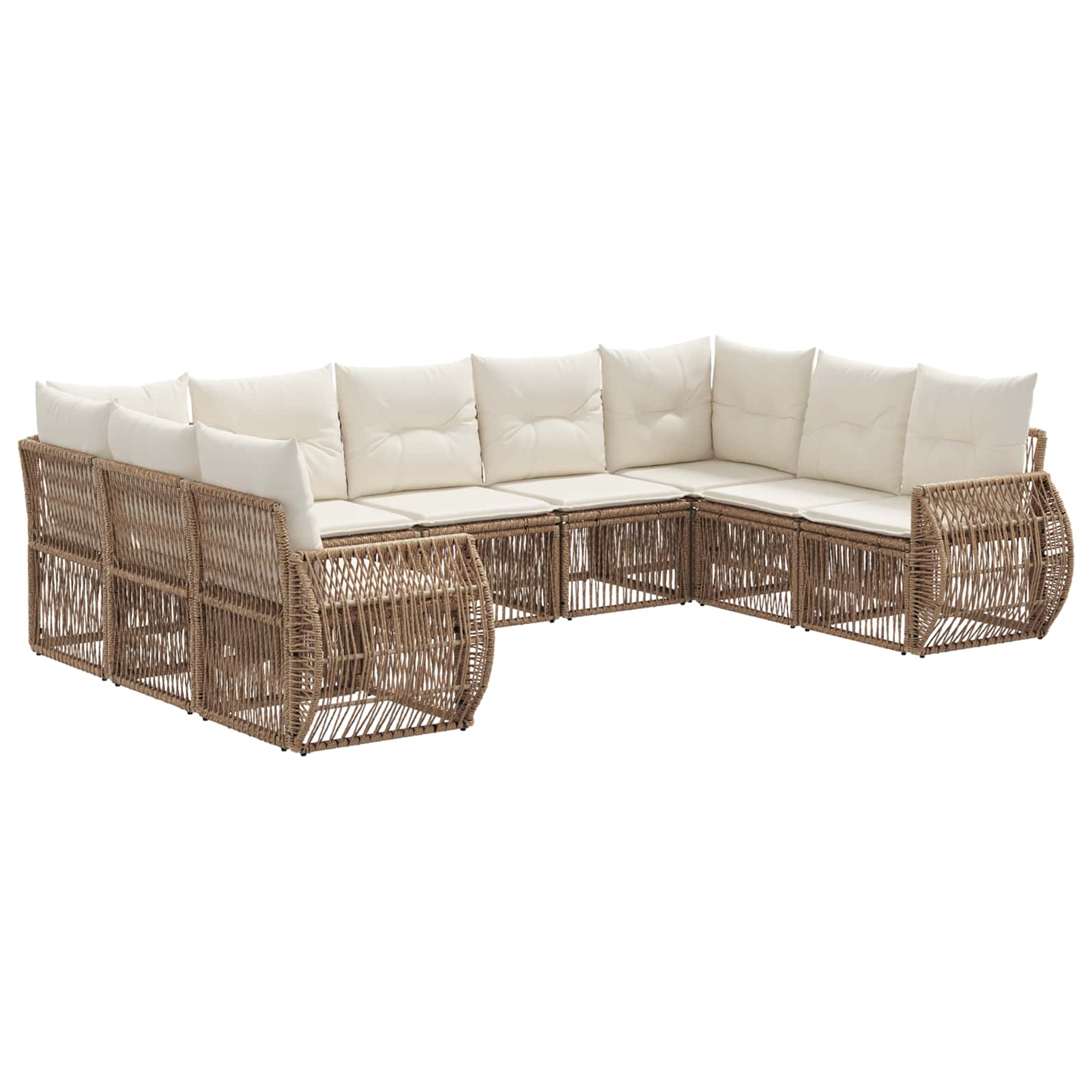 Set Divano da Giardino 9 pcs Beige e Bianco Crema polyrattan | homemem39