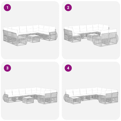 Set Divano da Giardino 10 pcs Nero e Bianco Crema polyrattan | homemem39