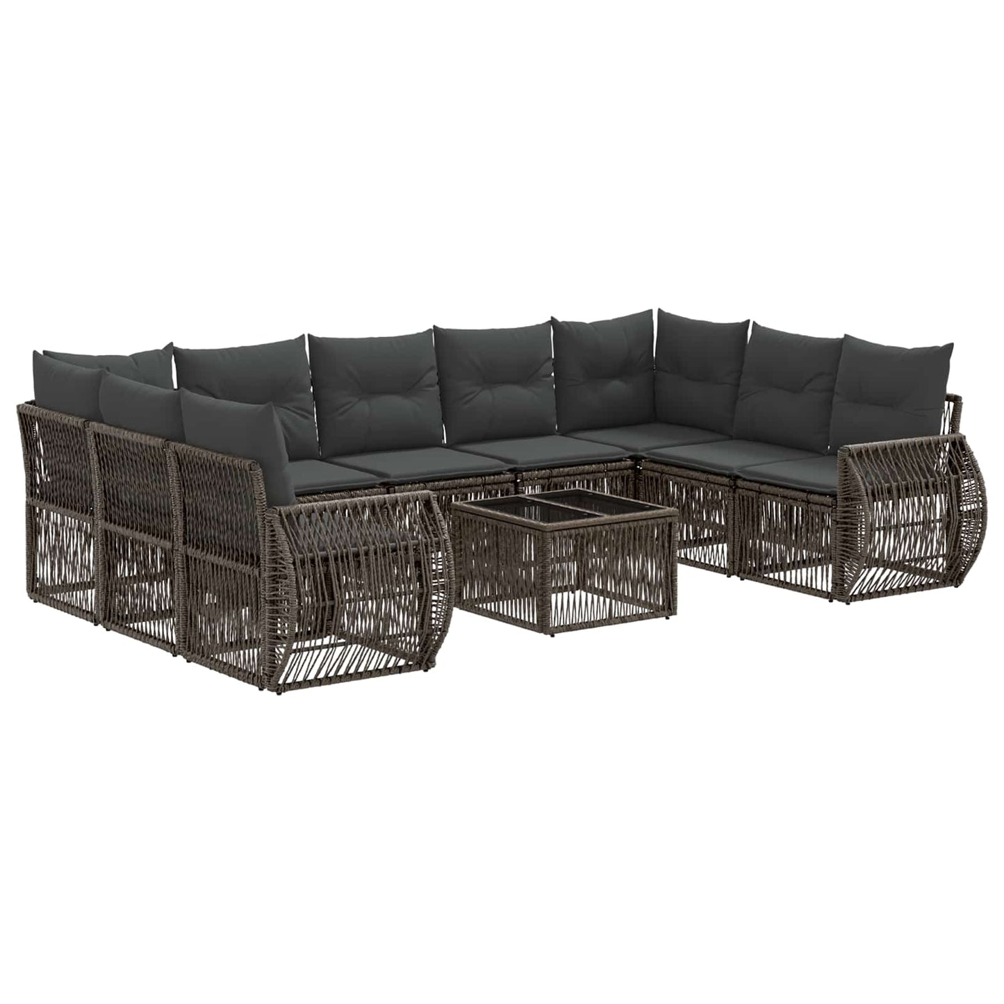 Set Divano da Giardino 10 pcs Grigio e Grigio Scuro polyrattan | homemem39