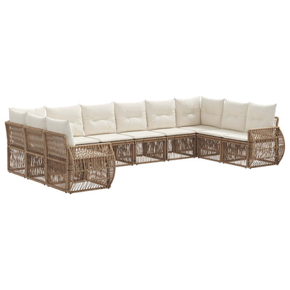 Set Divano da Giardino 10 pcs Beige e Bianco Crema polyrattan | homemem39