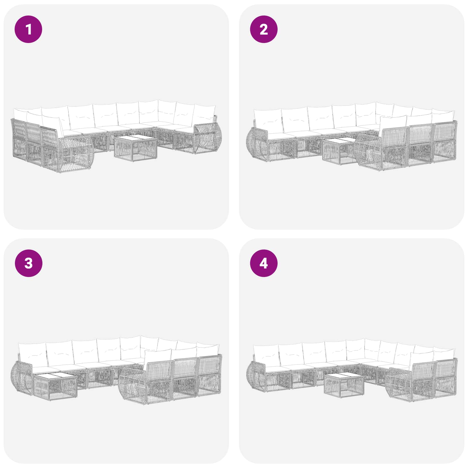 Set Divano da Giardino 11 pcs Grigio e Grigio Scuro polyrattan | homemem39