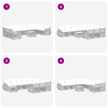 Set Divano da Giardino 11 pcs Grigio e Grigio Scuro polyrattan | homemem39