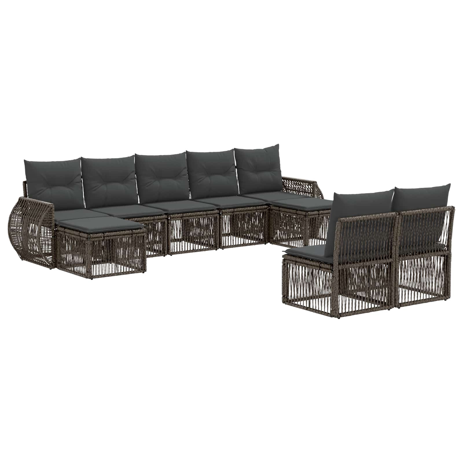 Set Divano da Giardino 9 pcs Grigio e Grigio Scuro polyrattan | homemem39