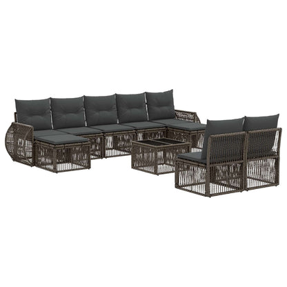 Set Divano da Giardino 10 pcs Grigio e Grigio Scuro polyrattan | homemem39
