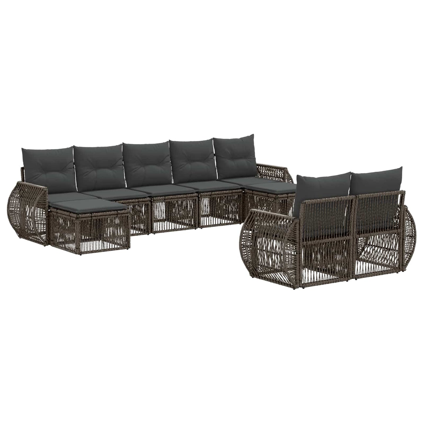 Set Divano da Giardino 9 pcs Grigio e Grigio Scuro polyrattan | homemem39