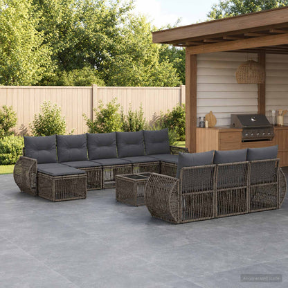 Set Divano da Giardino 11 pcs Grigio e Grigio Scuro polyrattan | homemem39