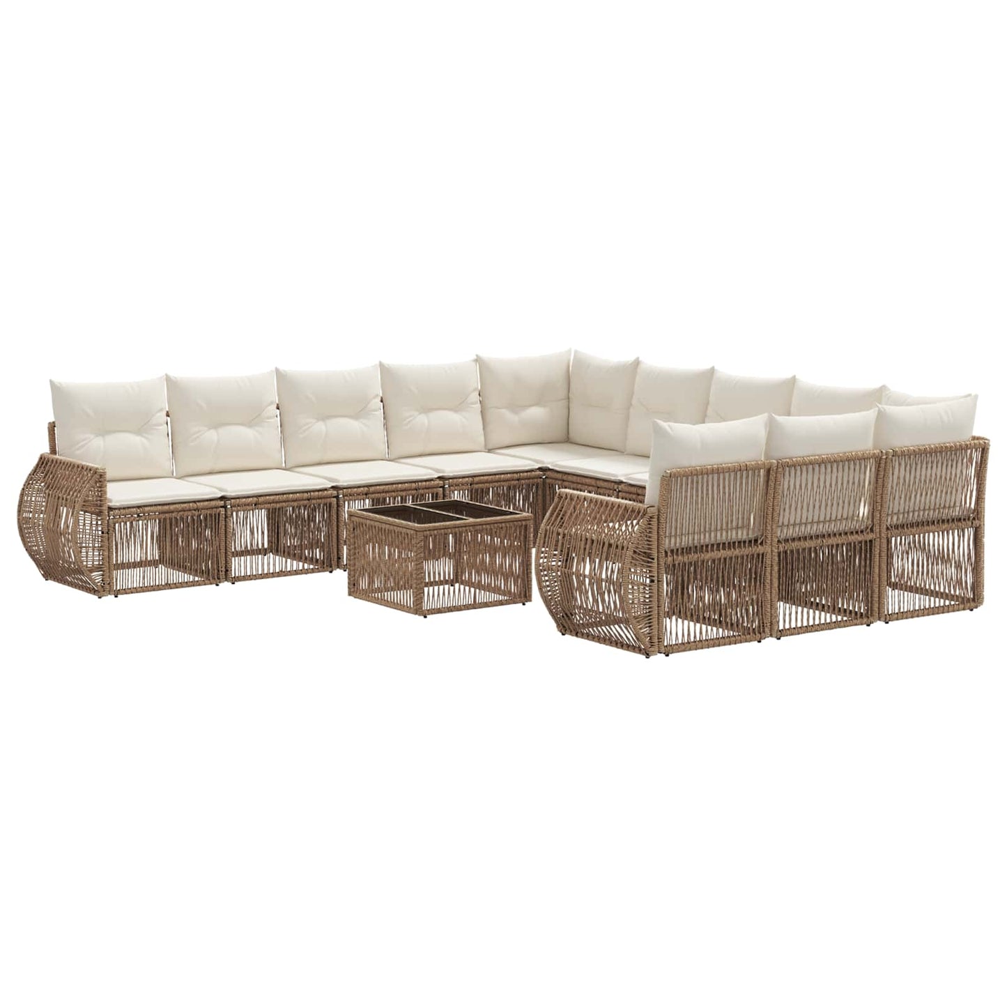 Set Divano da Giardino 12 pcs Beige e Bianco Crema polyrattan | homemem39