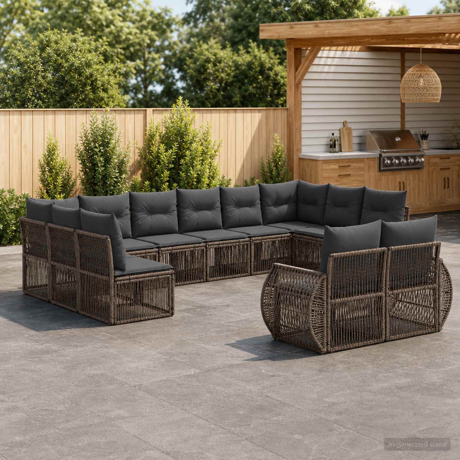 Set Divano da Giardino 12 pcs Grigio e Grigio Scuro polyrattan | homemem39