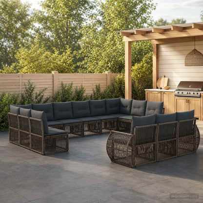 Set Divano da Giardino 13 pz Grigio e Grigio Scuro polyrattan