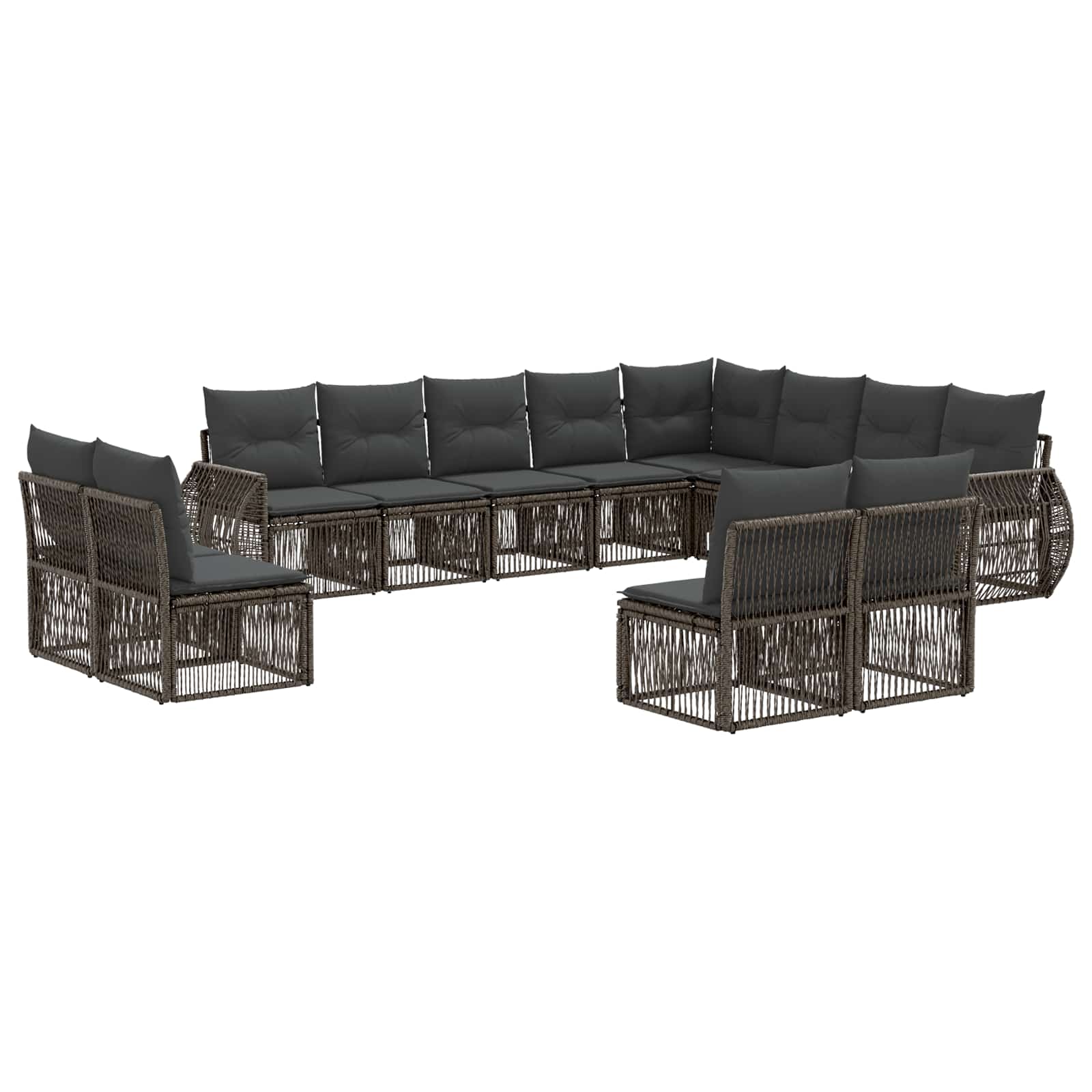 Set Divano da Giardino 12 pcs Grigio e Grigio Scuro polyrattan | homemem39