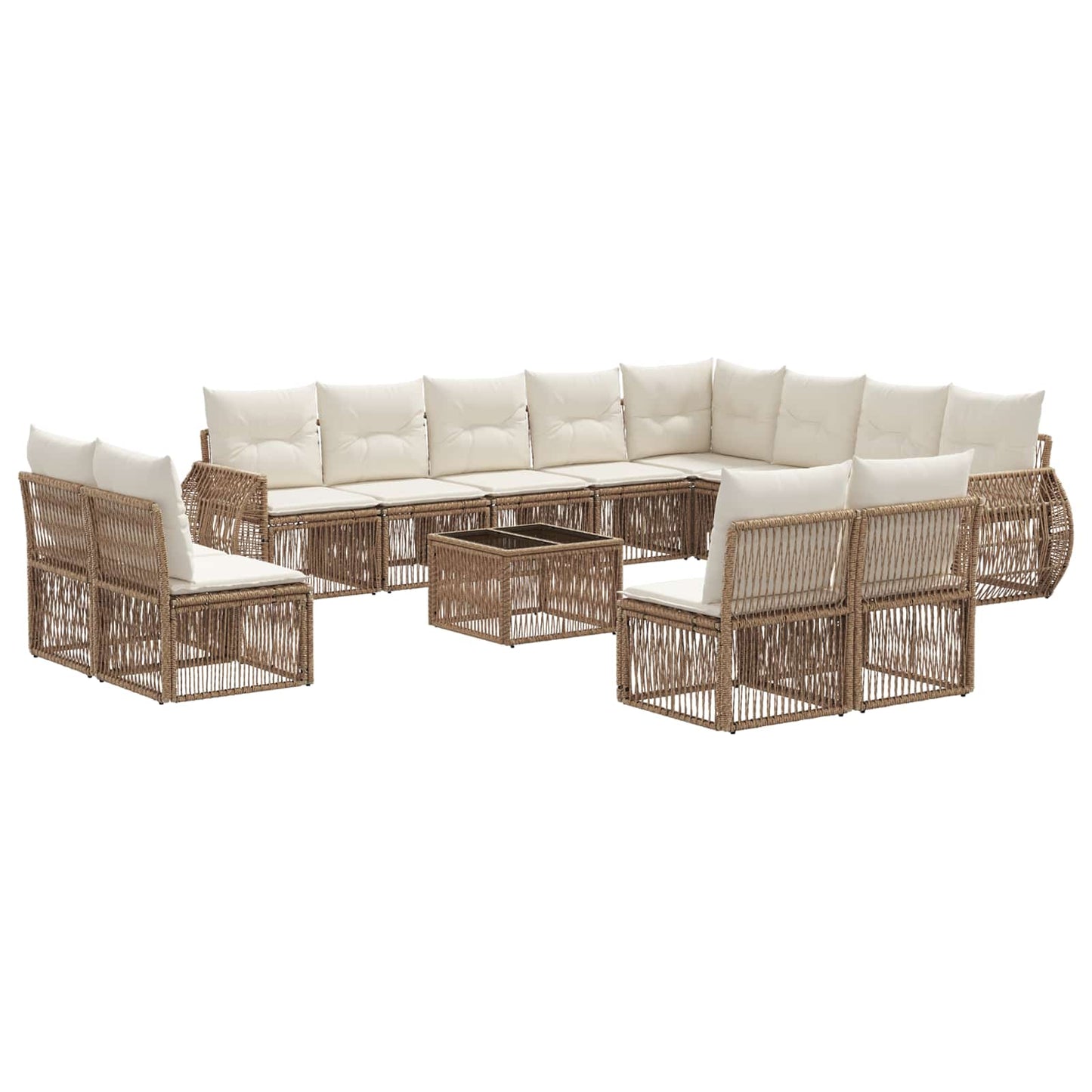Set Divano da Giardino 13 pcs Beige e Bianco Crema polyrattan | homemem39