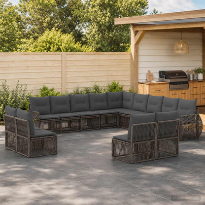 Set Divano da Giardino 13 pcs Grigio e Grigio Scuro polyrattan | homemem39