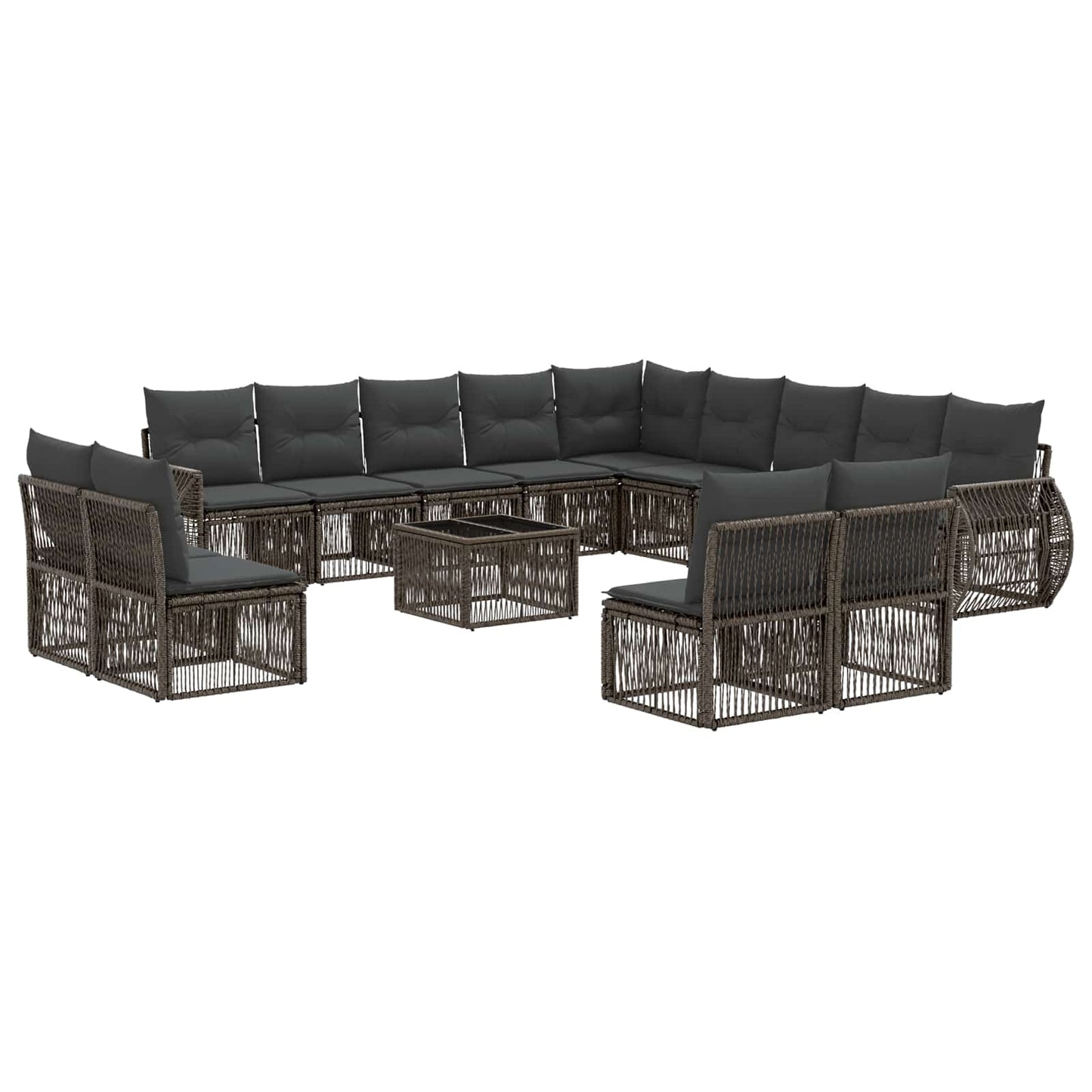 Set Divano da Giardino 14 pcs Grigio e Grigio Scuro polyrattan | homemem39