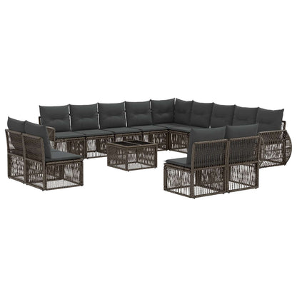 Set Divano da Giardino 14 pcs Grigio e Grigio Scuro polyrattan | homemem39