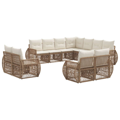 Set Divano da Giardino 11 pcs Beige e Bianco Crema polyrattan | homemem39