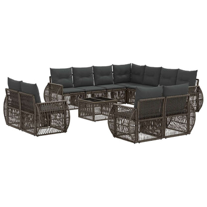 Set Divano da Giardino 12 pcs Grigio e Grigio Scuro polyrattan | homemem39